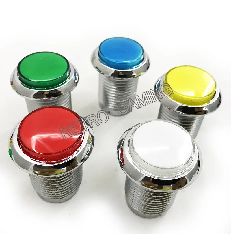 1 шт. 33 мм кнопка аркада LED микро-переключатель хромированная, с подсветкой 12 В Мощность переключатель 5 видов цветов