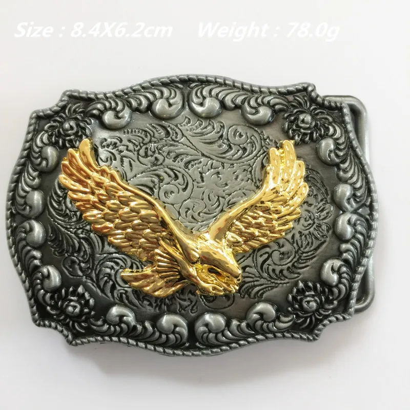 Retail New Cool 3D Golden Eagle men belt buckle 84*63mm Rectangular