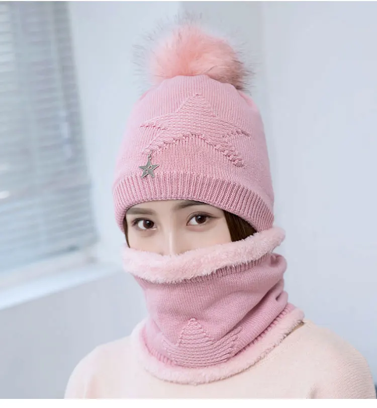  winter hat pompom hat beanie winter hats for women winter cap with scarf gorros mujer invierno winter set hat scarf (15)