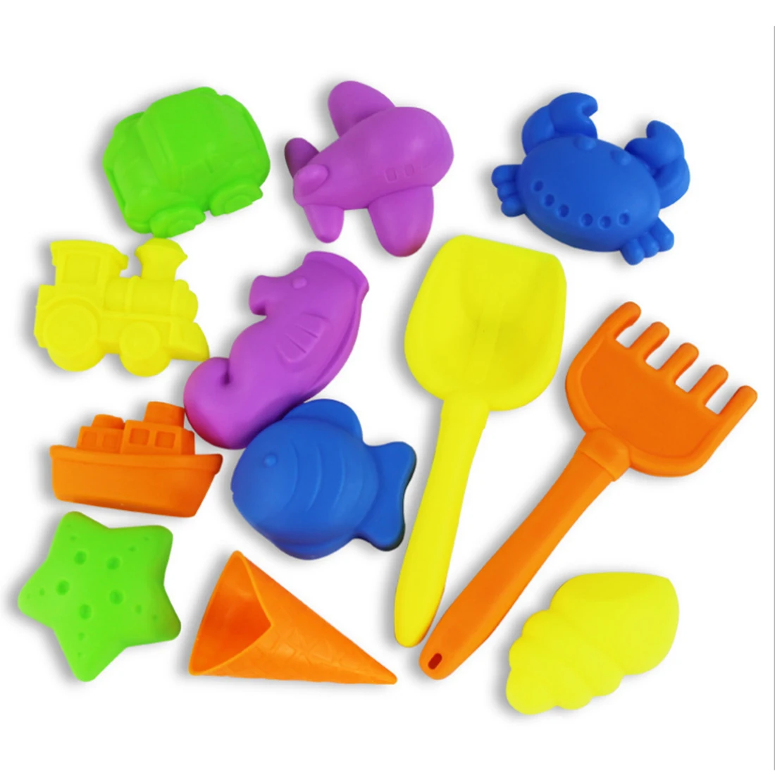 

12Pcs Children Kids Beach Play Toy Novelty Sand Mold Shovel Beach Outdoor Toys For Children- Color Random