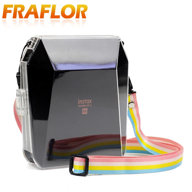 

Transparent Protective Case With Colored Rope For Fujifilm Instax Share SP-3 Mini Smart Phone Instant Film Printer Crystal Case
