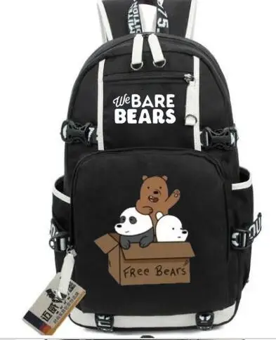 2018 We Bare Bears Cute Bear Backpack Women Cartoon Travel Shoulder Bag ...