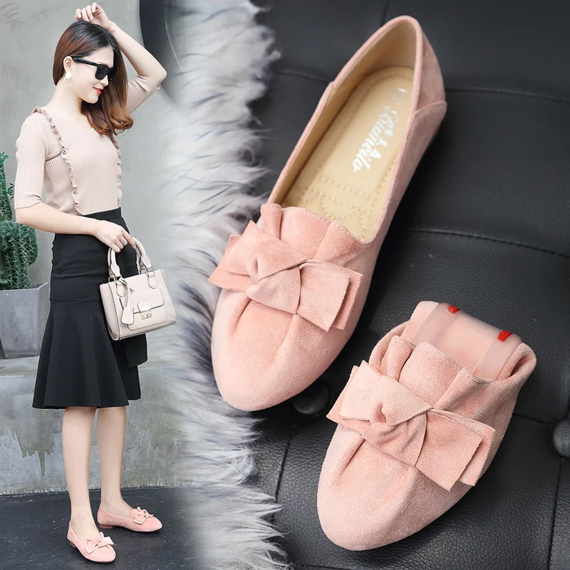2019 spring new wild bow soft bottom evening flat four seasons shoes single shoes