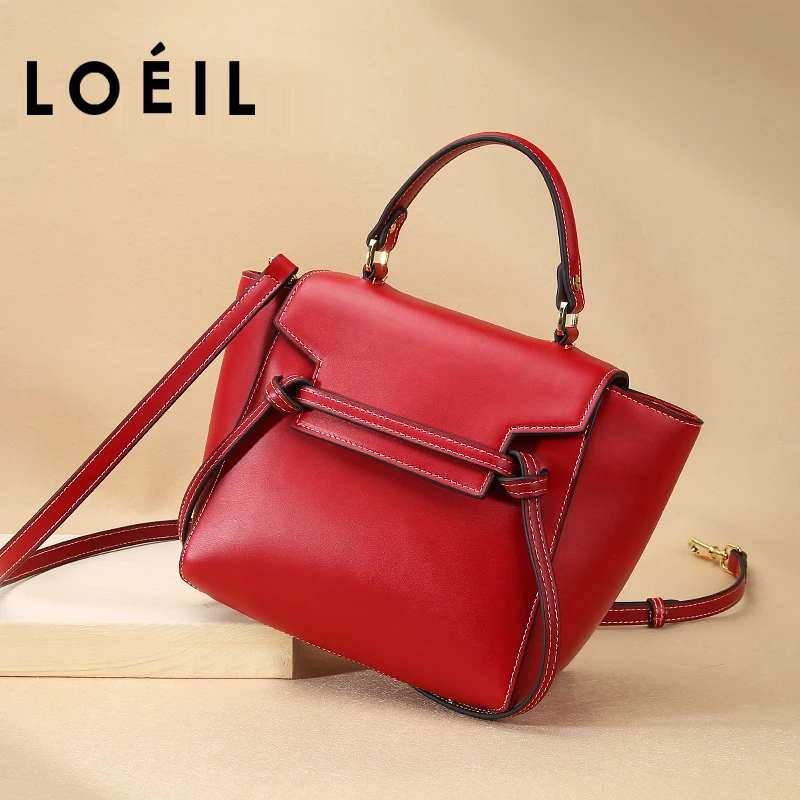 

LOEIL Leather handbag 2018 new leather handbags portable slung shoulder bag female Europe and America trend smiley bag