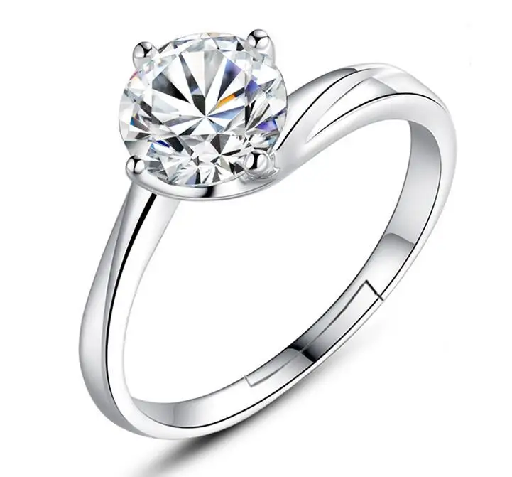 Utimtree изящный австрийский кристалл обручальное кольцо ювелирные изделия для невесты открытие женское регулируемое кольцо серебряного цвета с кубическим цирконием - Цвет основного камня: H-D41