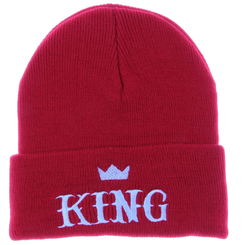 Лидер продаж, новая модная мужская шапка, шапки с вышивкой KING Beanies, шапки для взрослых, зимние теплые черные, белые, красные, Gorro акриловые вязаные головные уборы для мальчиков