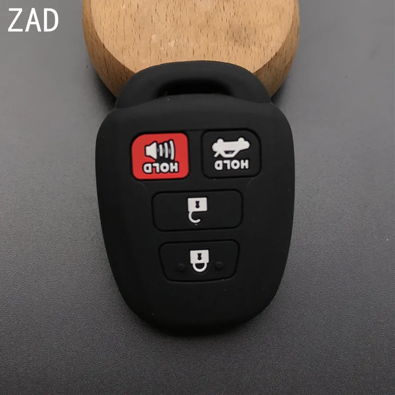 ZAD 4 кнопки силиконовый для ключа автомобиля чехол держатель для Toyota 2012 2013 Camry, corolla, Highlander 4 кнопки дистанционного ключа чехол - Название цвета: Черный