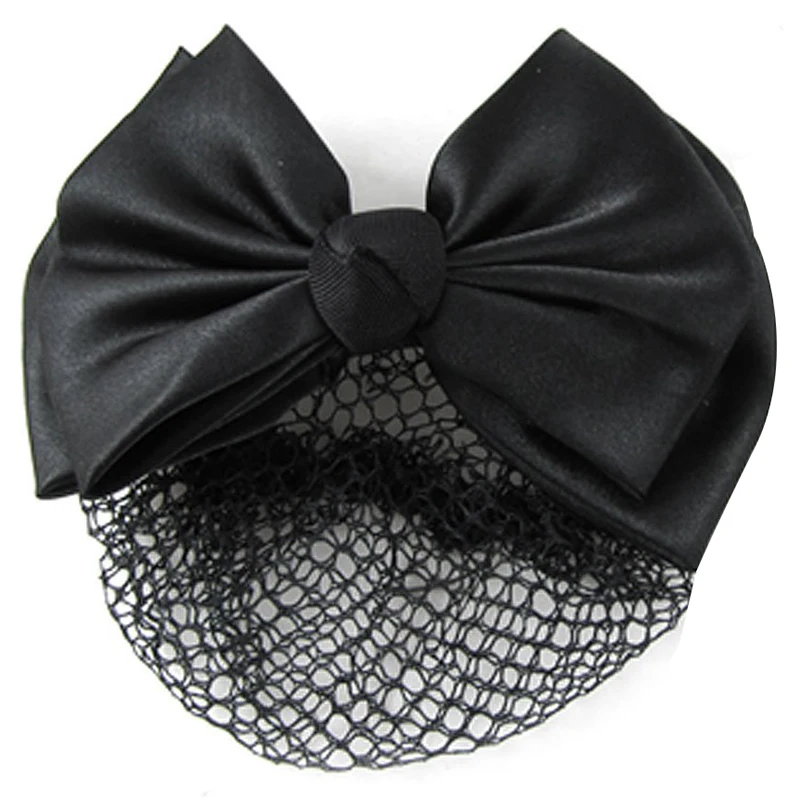 

BEST Woman Black Two Layers Polyester Bowtie Hair Bun Cover Hairclip