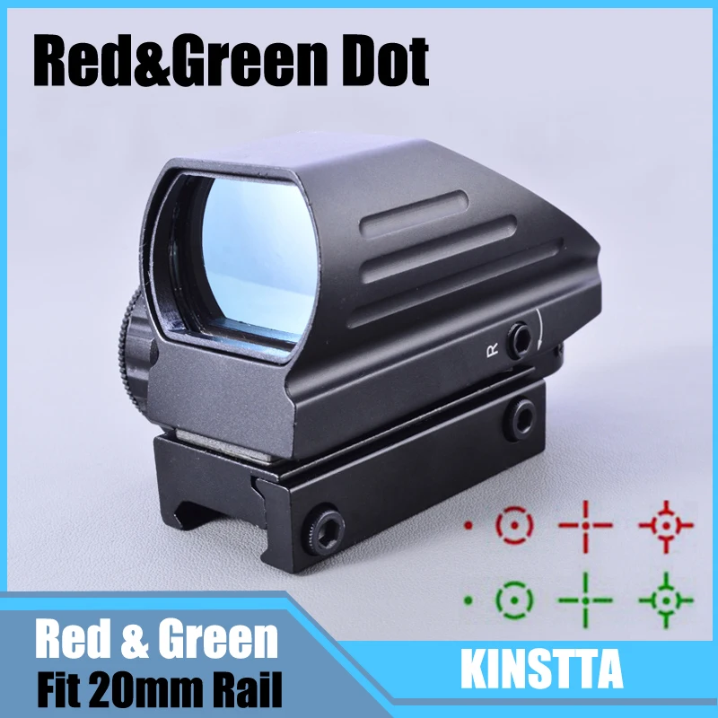 Тактический 1X красный зеленый точка зеркальный прицел оптический прицел 4 Сетка точка рефлекторная Оптика прицел подходит 20 мм рельс для охоты