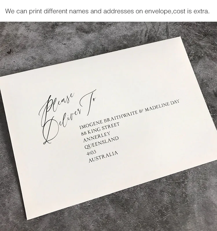  Simple elegant letterpress wedding invitation with envelope - 1876150488