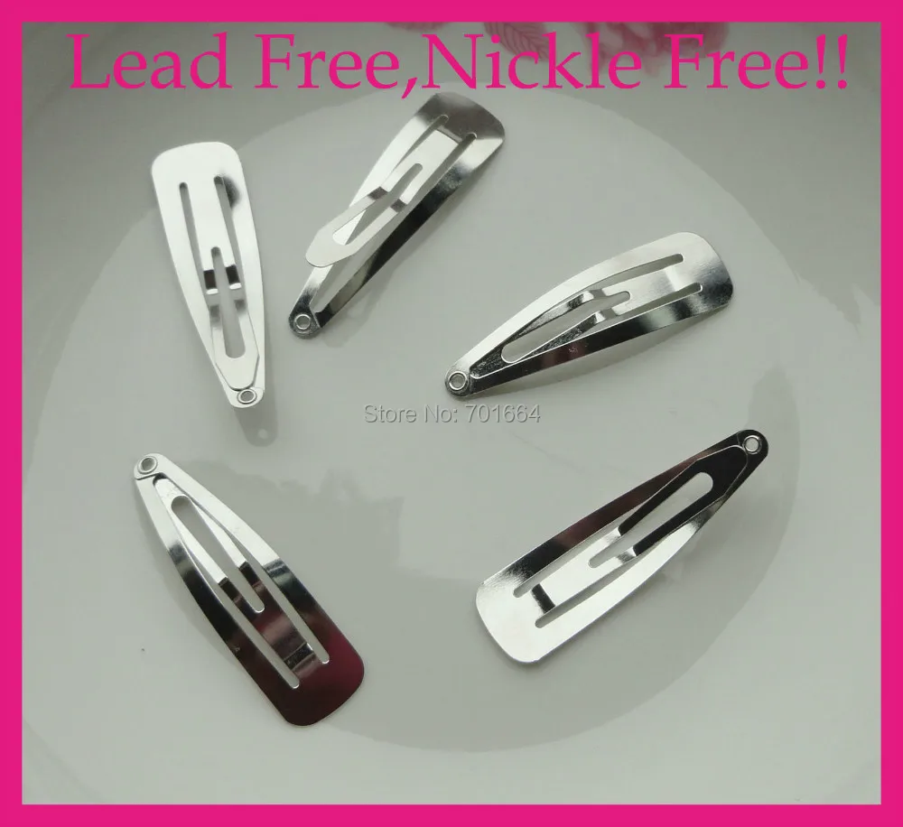 

100PCS silver finish 5.0cm plain rectangle head Metal Snap Clip at lead free and nickle free hair barrettes hairpins wholesales