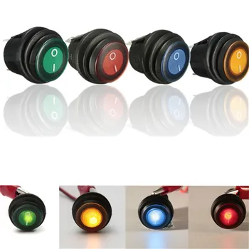 

12V 24V Car Boat LED Rocker Switch Round Waterproof On/Off 3Pin SPST Blue Red Green Yellow