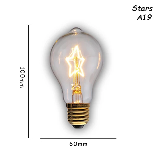 1 шт. Ретро светильник E27 лампа Эдисона 220 В лампа накаливания для дома/гостиной/спальни/люстры Декор 40 Вт lampara Винтаж - Цвет: A19 Star