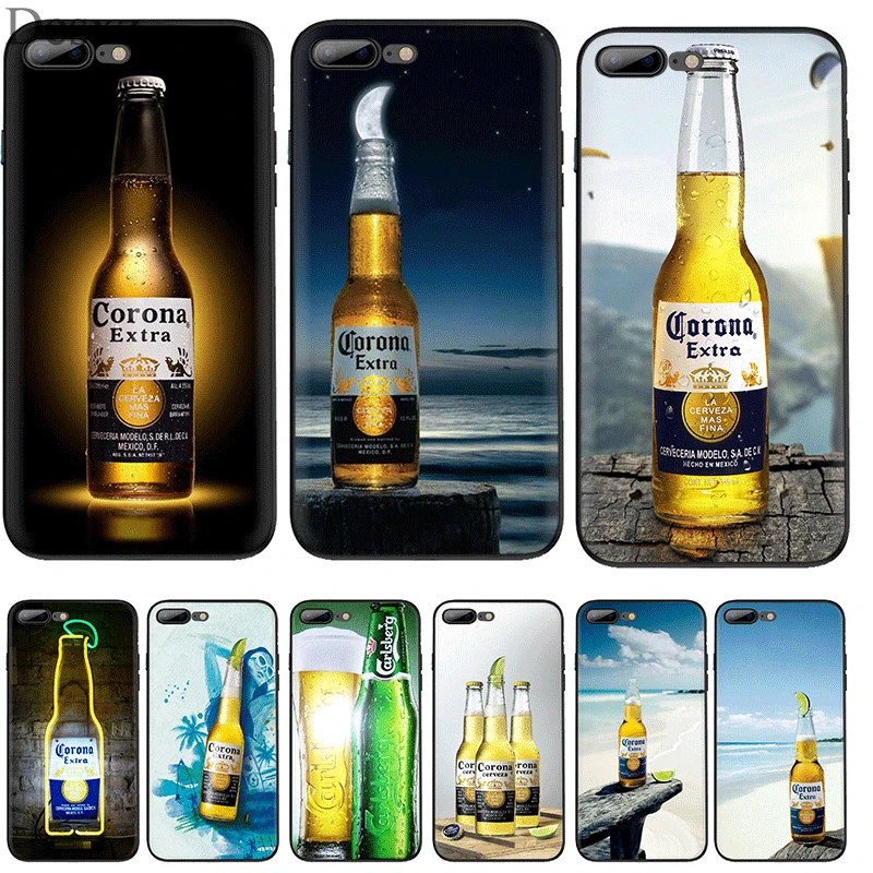 

Desxz Cell Phone Case Silicone TPU for iPhone 7 8 6 6s Plus X XS Max XR 5 5s SE Cover Gold Corona Extra Beer Shell