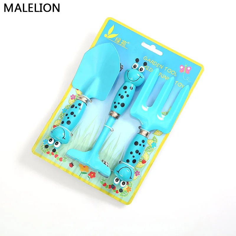 

MALELION Cute Caterpillar Decorative Grip Garden Planting Tool Digging / Shovel / Insert Blue Three-piece Kid Gardening Tools