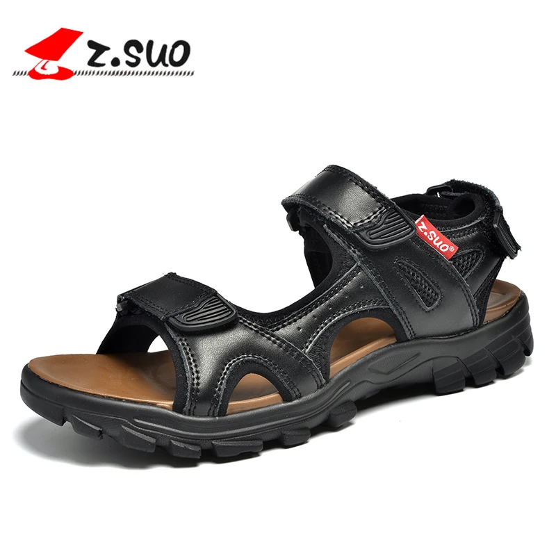 

Z.suo Brand new arrival Summer breathable Skid peep toe Comfortable men's casual leather Non-slip sandals ZS16163