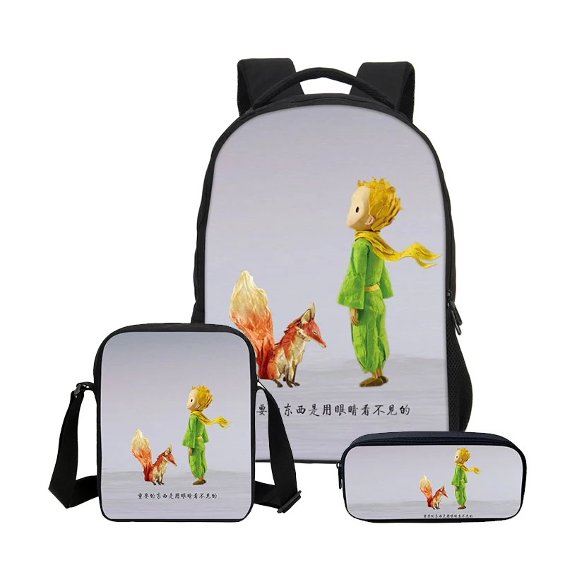 VEEVANV дизайнер Маленький принц 3 шт. набор школьные рюкзаки для мальчиков роскошный молодежный рюкзак DIY печать крутые Детские ранцы - Цвет: Темно-серый