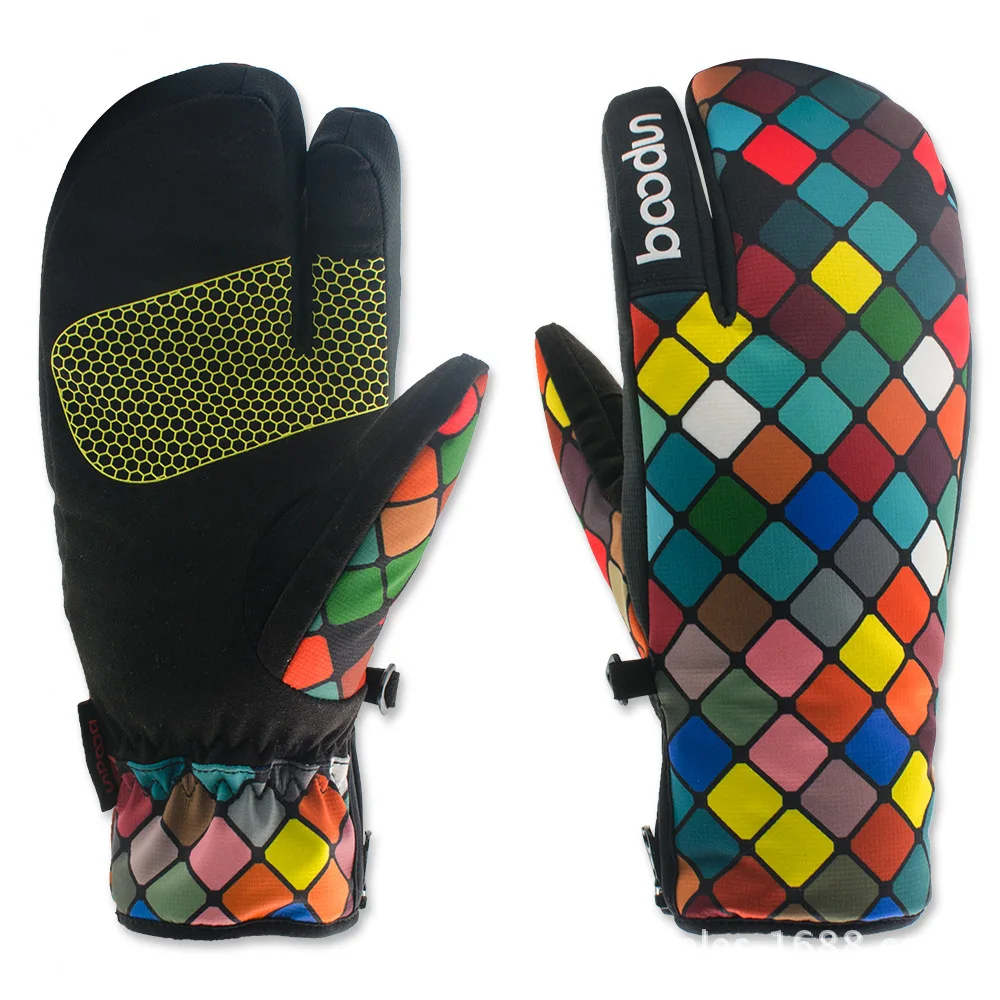 BOODUN Winter Ski Gloves Three Female Thick Waterproof Cold Sport Cycling Gloves