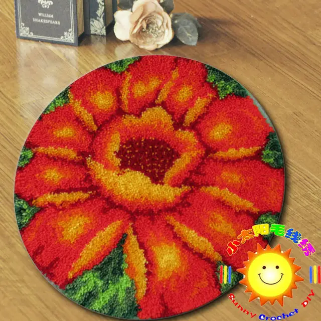 Рукоделие diy неоконченная крючком пряжи matlatch крюк коврик ковры для гостиной современный фотографий Подсолнечник diy крюк ковер