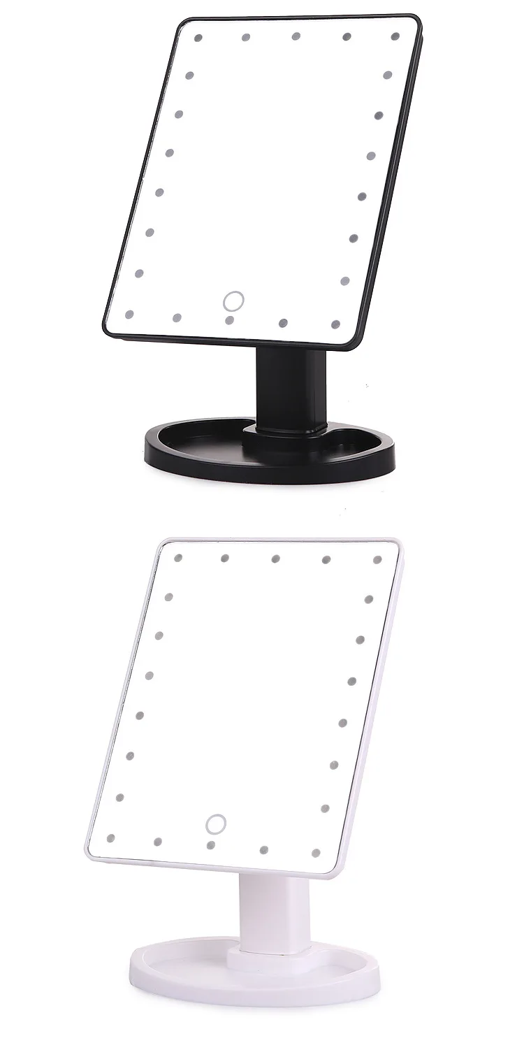 Светодиодный Сенсорный экран зеркала 360 градусов вращения зеркало для макияжа Регулируемый 16/22 светодиодный с подсветкой Портативный световой косметические зеркала