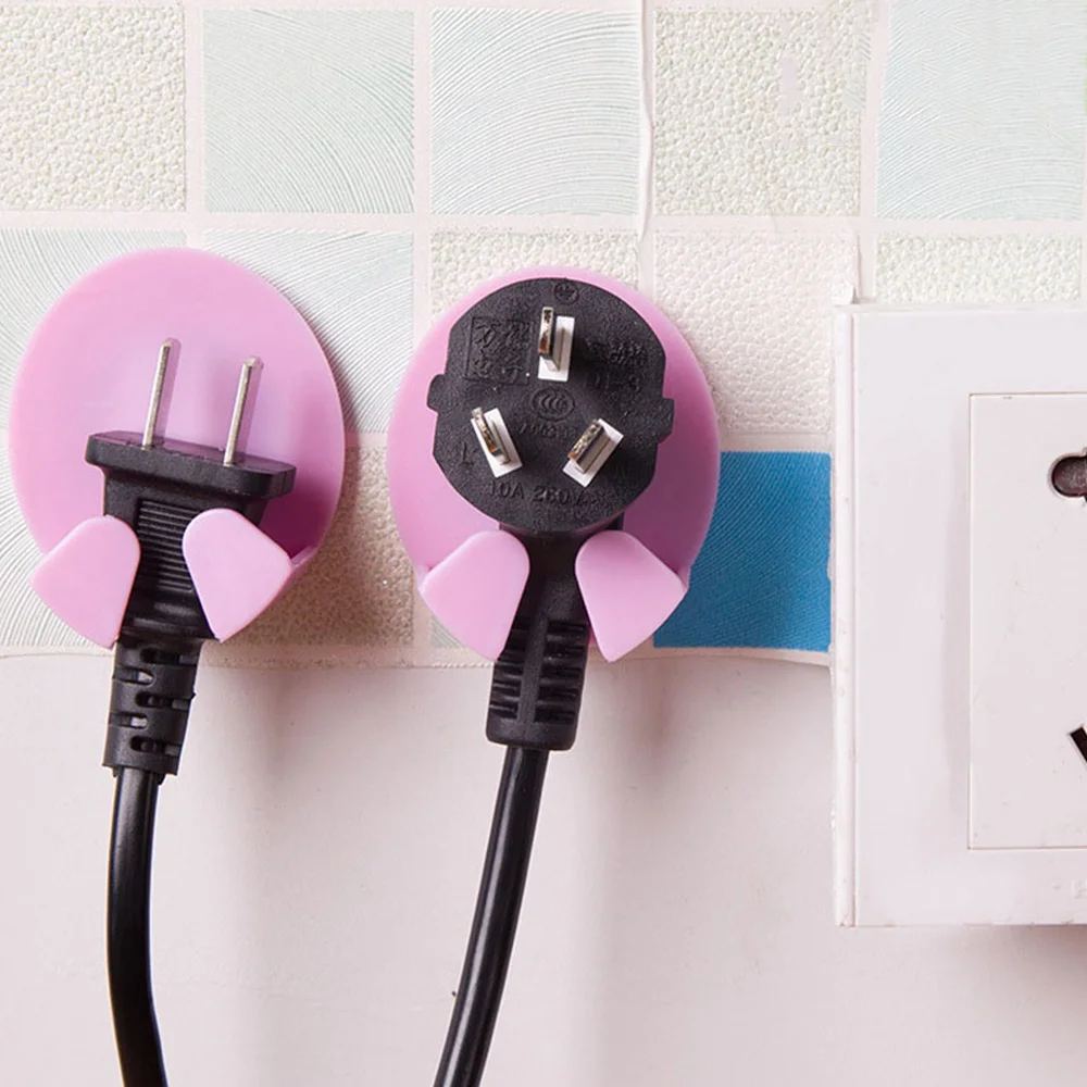 

4pc self-adhesive sticky hook cable key ring storage bag bracket apple shape plug hook color random delivery
