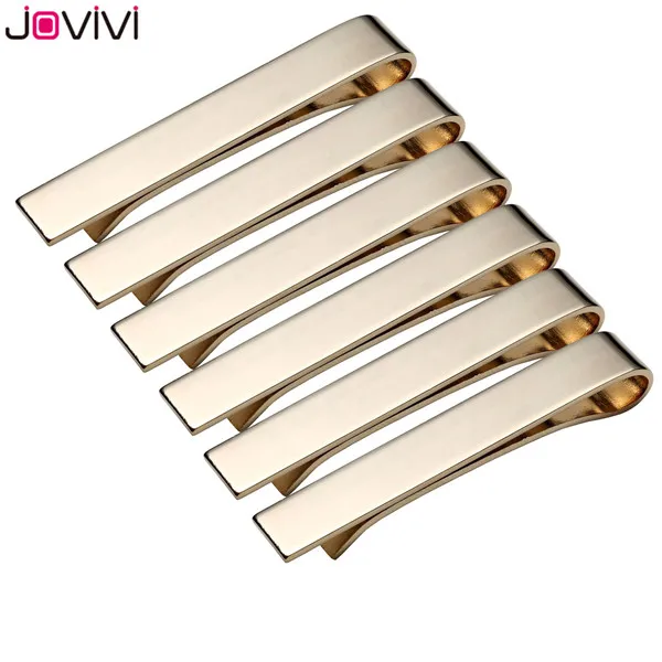 Jovivi Мужской зажим для галстука из нержавеющей стали для тощих 1,6 дюймов/регулярные связи 2,1 дюймов, серебристые/черные/золотистые валентинки - Окраска металла: 6pcs Gold 54x8mm