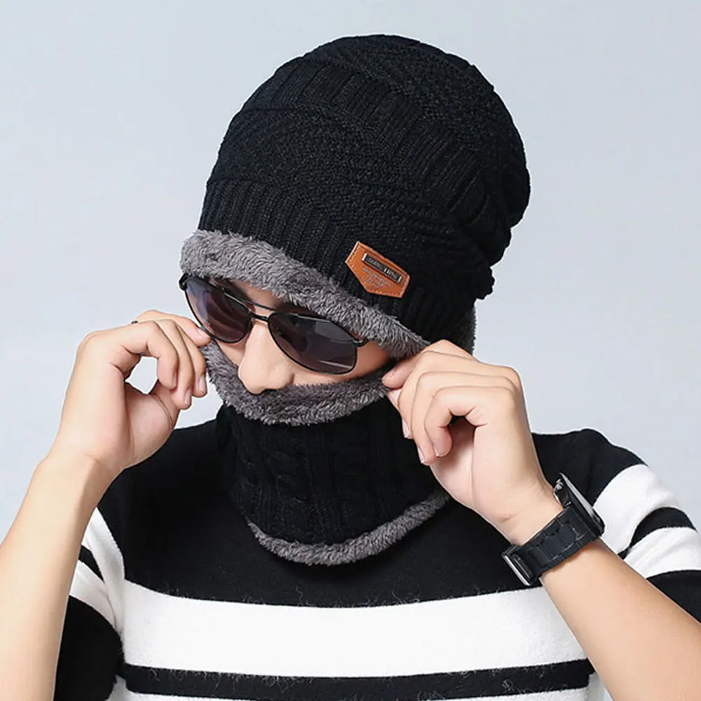 Fleece Knit Scarf Cap Neck Warmer Unisex Winter Windproof