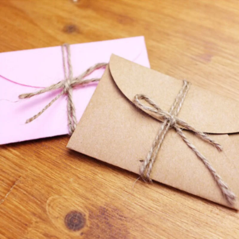 

50pcs/lot Handmade Mini Craft Paper Envelope Brown And Pink Paper Bag DIY Multifunction Gift Envelope for Wedding Birthday Party