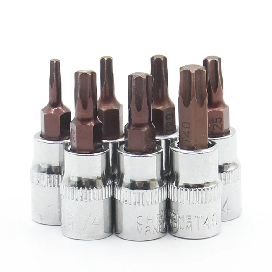 1Pcs/lot Torx Screwdriver Bit Bits 1/4 Inch Drive Socket Allen Key