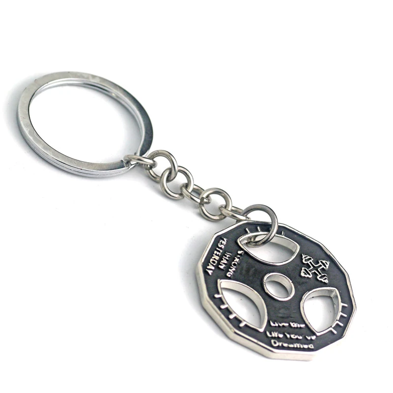

GYM Weight Plate Stainless Steel Keychain Bodybuilding Dumbbell Casual Sporty Fitness Key Chains for Men Jewelry Customize