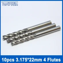 10 шт. 3.175*22 мм 4 Флейты Концевые фрезы ЧПУ EndMill Инструменты Твердосплавные Концевые фрезы Бесплатная Доставка