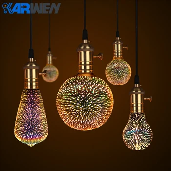 KARWEN Led Lamp 3D Vuurwerk Gloeilamp Decoratieve Edison Lamp E27 Party Lamp A60 ST64 G80 G95 Vakantie Kerst Nieuwigheid licht