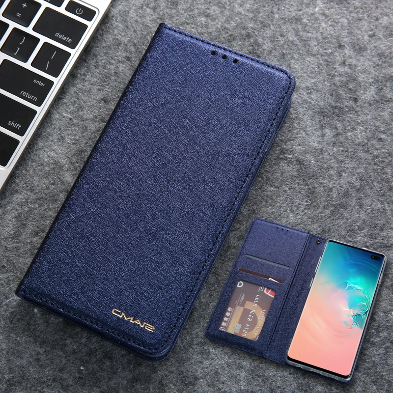 Магнитный Шелковый кожаный чехол-кошелек для Samsung Galaxy S10 Plus чехол-книжка с
