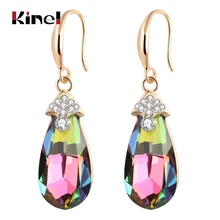 Женские серьги капельки Kinel модные яркие из органической кожи