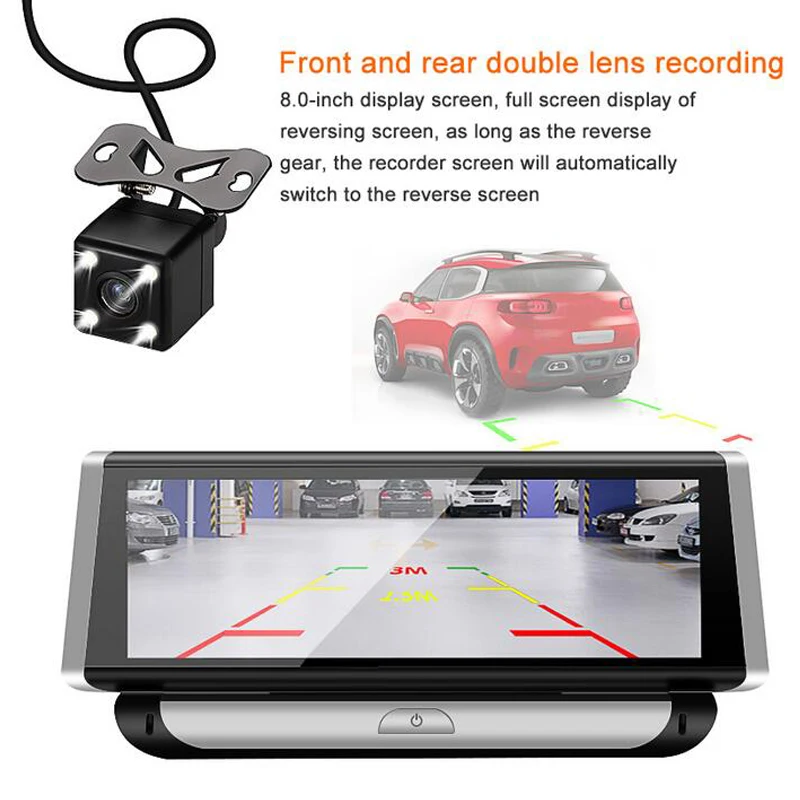 QUIDUX dvr камера автомобиля 4G ADAS P 1080 gps навигации 8 0 &quotips регистраторы Android 5 1