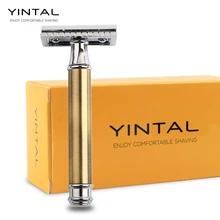 Yintalal бритвы для бритья мужчин сменные лезвия для коньков Бронзовый стиль латунь ручка двойной край безопасности бритвы 1 Бритва простая упаковка