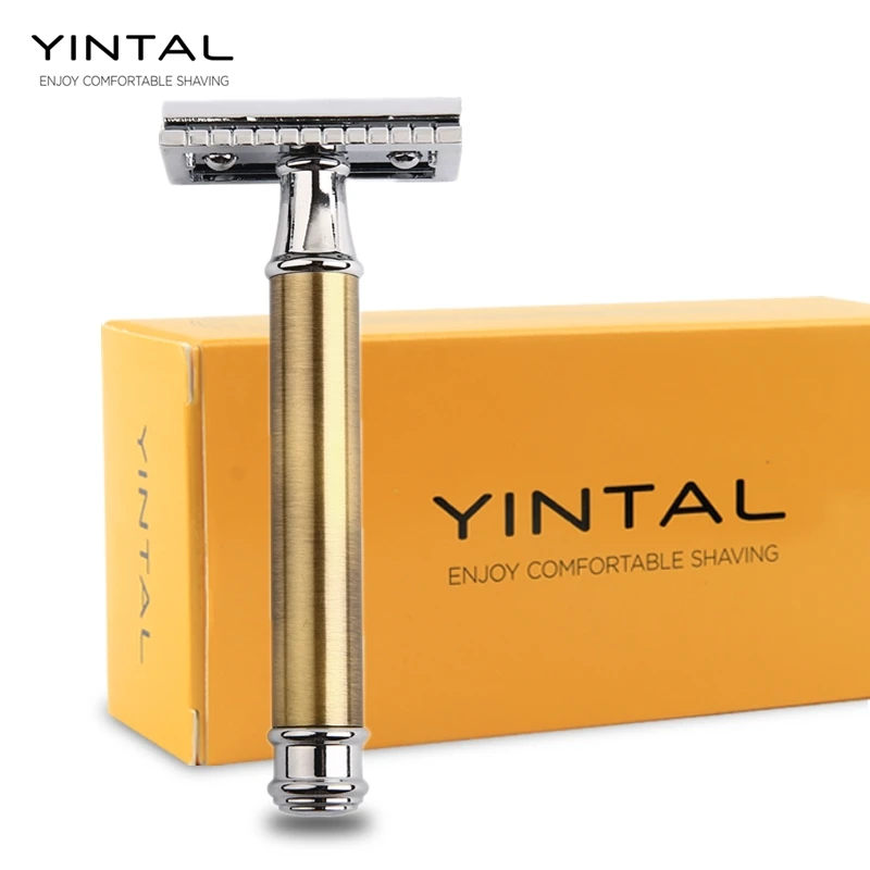 Yintal شفرات الحلاقة للرجال بليد استبدال البرونزي براس مقبض سلامة مزدوجة حافة الحلاقة 1 الحلاقة بسيطة التعبئة Yintal شفرات الحلاقة للرجال بليد استبدال البرونزي براس مقبض سلامة مزدوجة حافة الحلاقة 1 الحلاقة بسيطة التعبئة