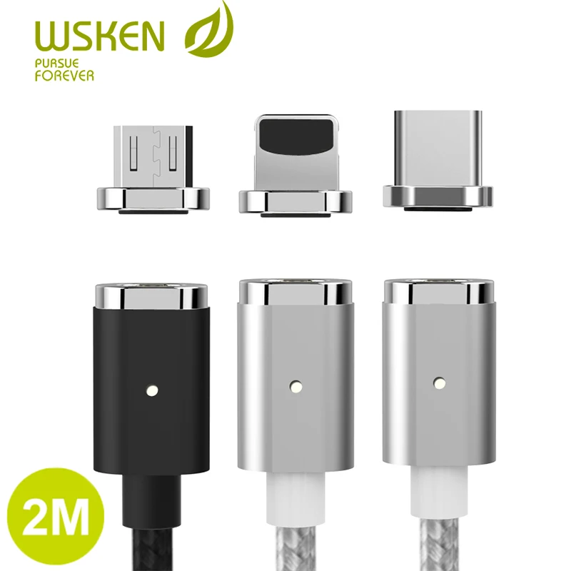 WSKEN Mini 2 Магнитный кабель usb type C Магнитный зарядный кабель для iPhone QC 2,0 быстрое