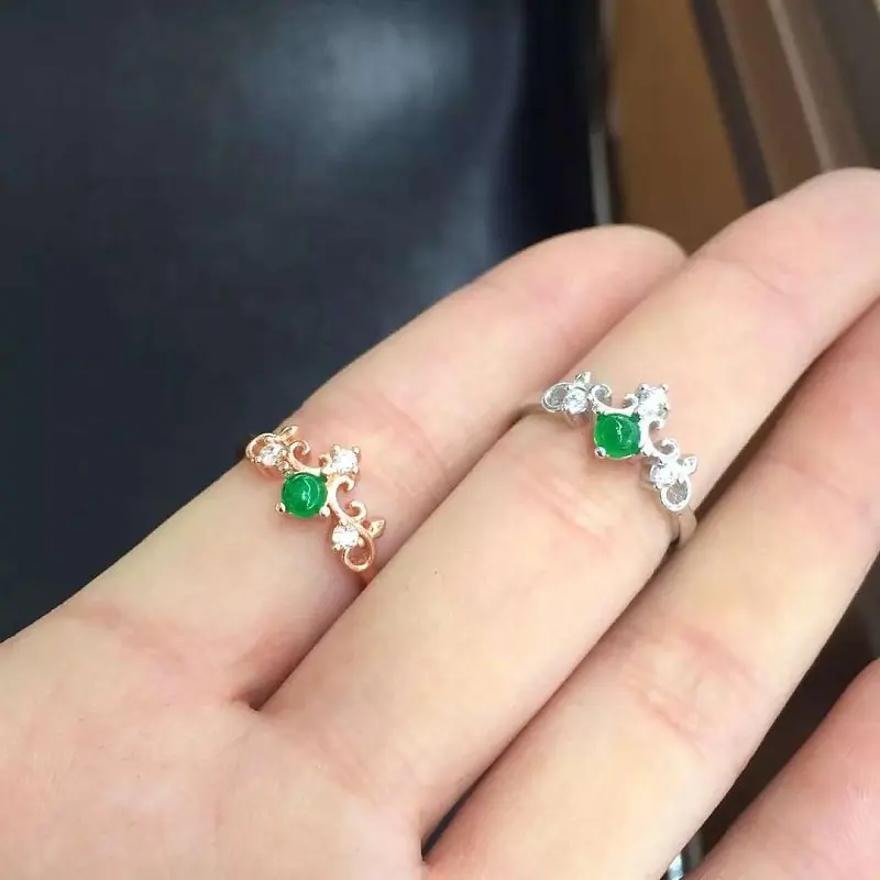 

2017 Jewelry Qi Xuan_Fashion Jewelry_Colombia Green Stone Flower Rings_Rose Gold Color Woman Green Rings_Factory Directly Sales