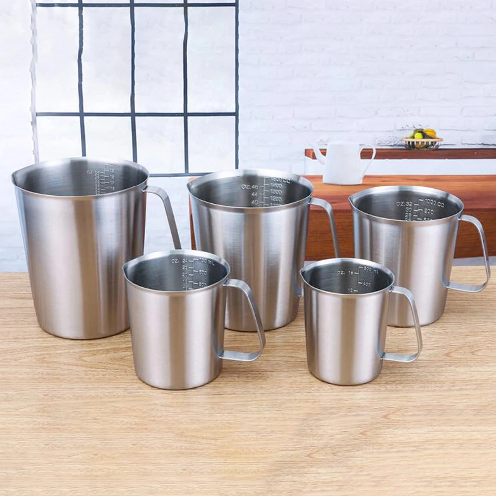 

500ml/700ml/1000ml/1500ml/2000ml 304 stainless Steel Measuring Scale Cup Graduated Cylinder Milk Tea Baking Eggs Spoon