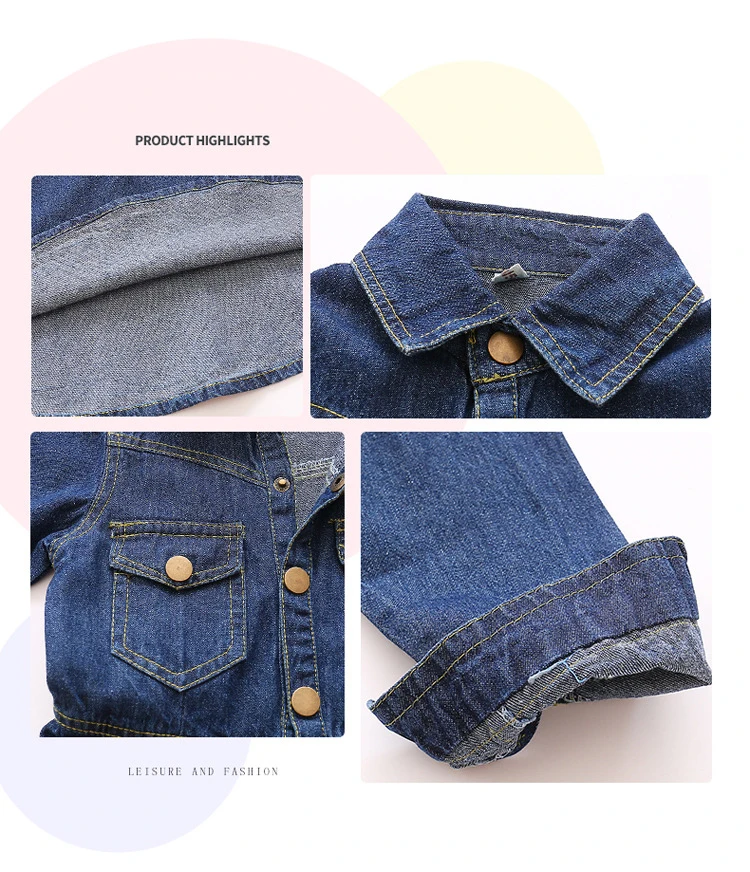 Baby Dresses Girls Children's Toddler Girls Recreational style High-end denim Dresses lapel princess Dress for 3-14Y girls kids clothing (7)