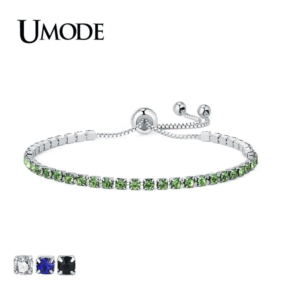 

UMODE 2019 Crystal Zircon Tennis Bracelets for Women Rose / White Gold Bracelet Zircon Box Chain Jewelry Pulseras Mujer AUB0124