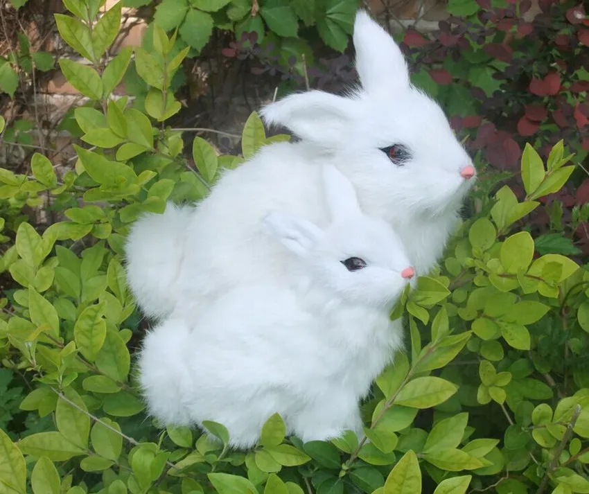 Симпатичные Моделирование Кролик Игрушка полиэтилен и меха белый кролик модель подарок 16x11x23 см 1547