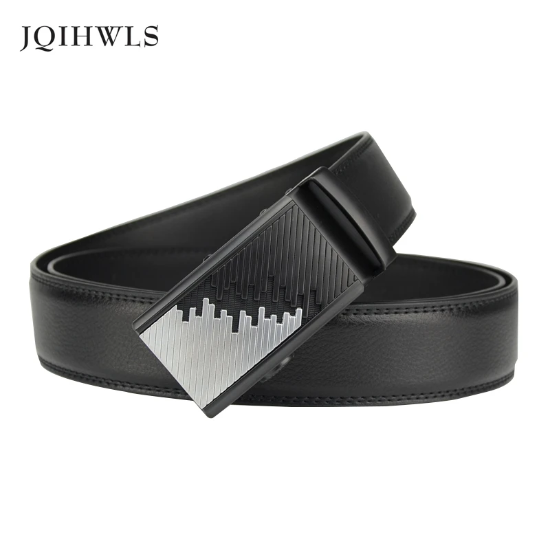 New Smooth Automatic Buckle Belts For Men Famous Brand Solid Strap