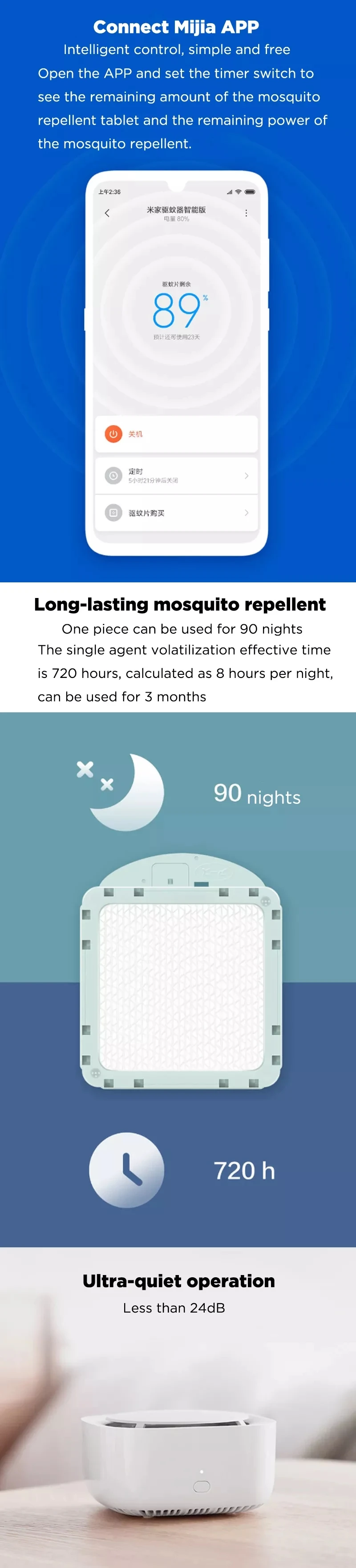 In Stock Xiaomi Mijia Mosquito Repellent Killer smart Version Timing No Heating Fan Drive with led light Work in Mihome app (1)