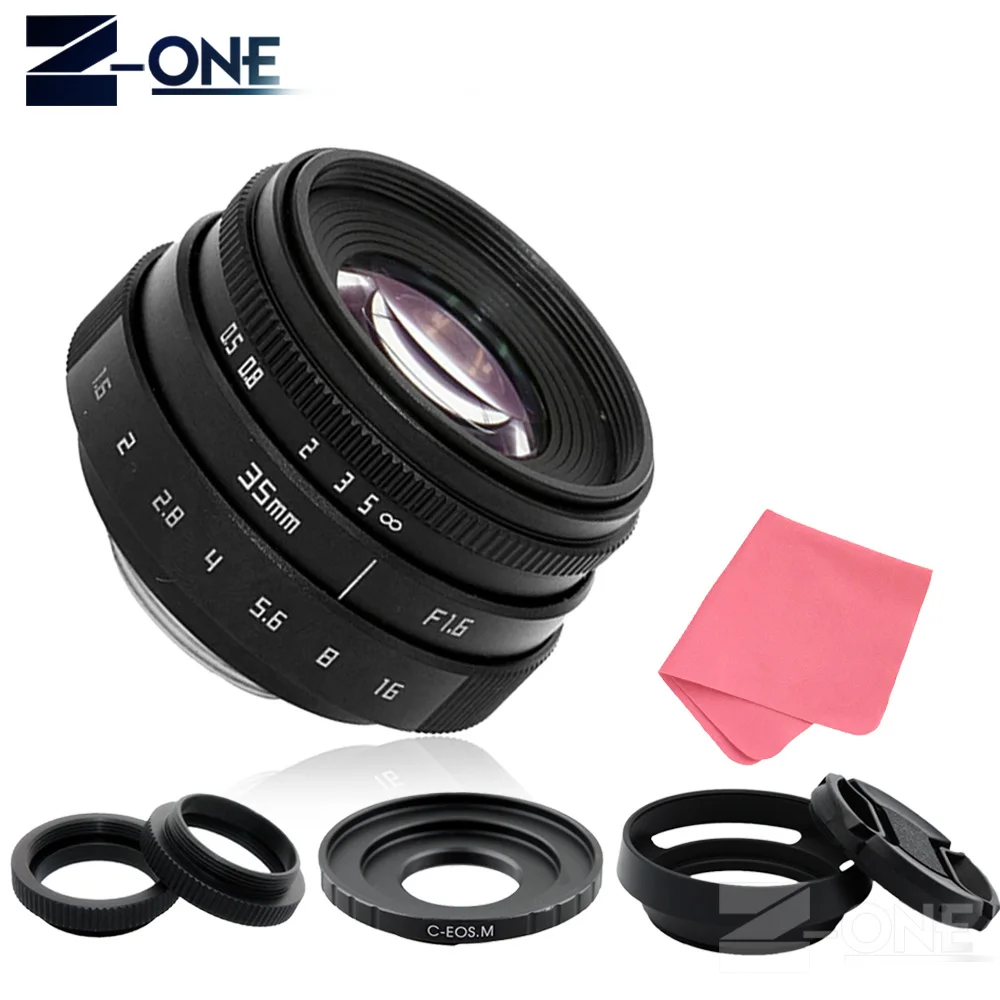 35mm F1.6 Cctv Lens C Mount Camera Lens +lens Hood Kit For Canon Eos M