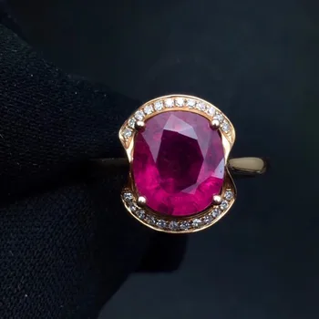 

Rubilite Tourmaline Ring 3.2ct Pure 18 K Gold Jewel Natural Rubi Tourmaline Gemstones Diamonds Female Rings for Women Fine Ring