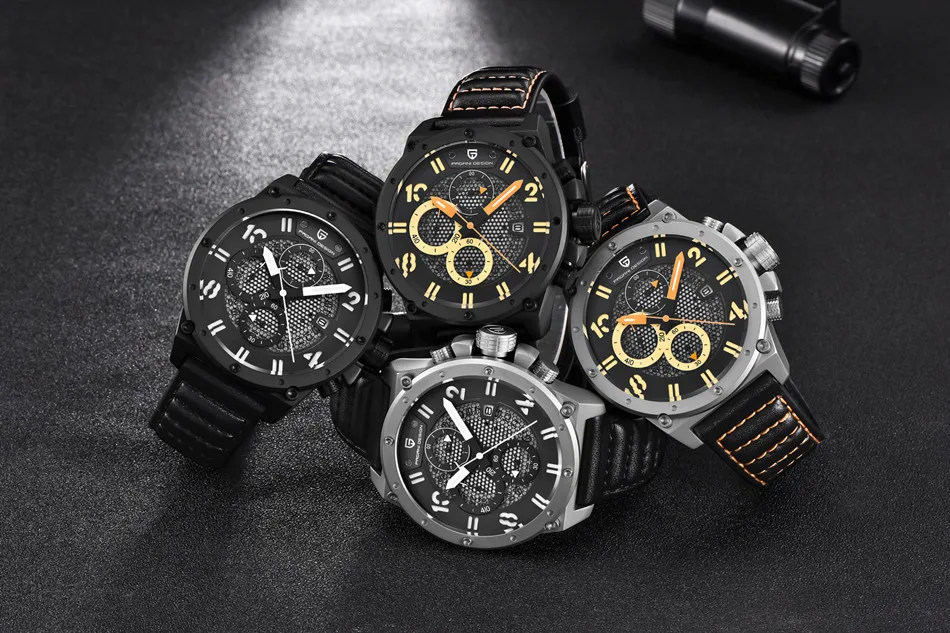 Pagan дизайн кожаный ремешок Часы Мужские Аналоговые Дата спортивные военные кварцевые наручные часы часы мужские часы Relogio Masculino