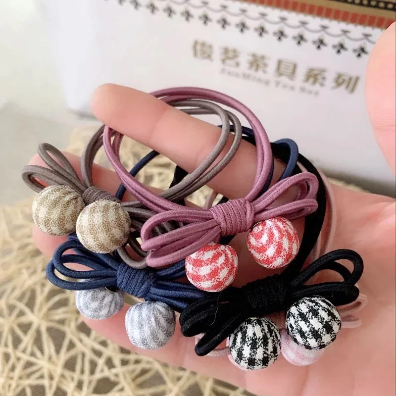 

random mixed color 10pcs per lot cute girl elastic cloth mushroom hair rope FS0049