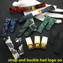 Бренд 20 мм Камуфляж синий и красный цвета серый зеленый белый резиновый ремешок для часов Смотреть band ремень для роль ремешок Daytona Submariner GMT пряжка логотип на
